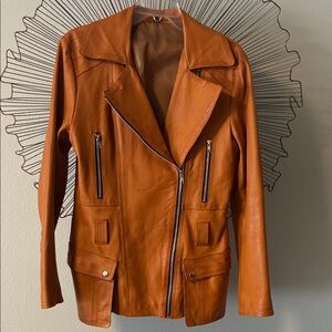Genuine Leather Biker Style Edgy Jacket Size M
